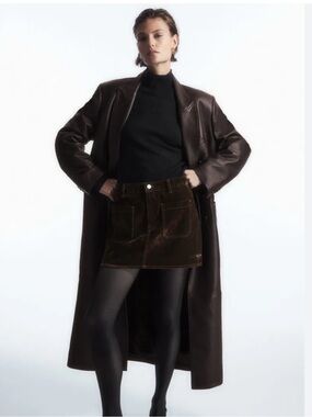 COS flocked denim Dark Brown Mini Skirt (8)